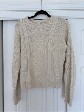 J. Crew Cream Cable Knit Crew Sweater